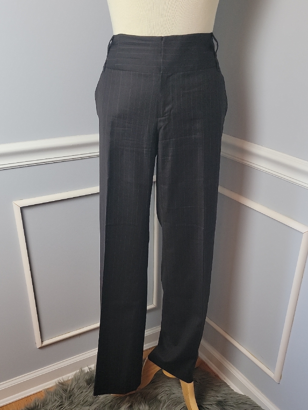 BANANA REPUBLIC Brown Wool Blend Pinstripe Career‎ Straight Leg Dress Pants 10